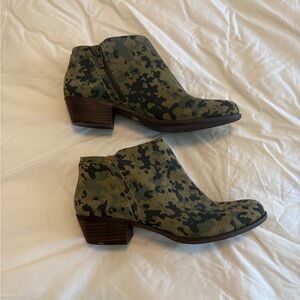 Lucky Brand Barstyn Green Camouflage Ankle Boots